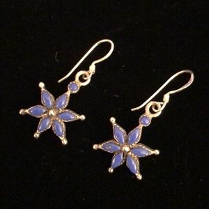 Sterling Silver Earrings with Blue Lapis Flower